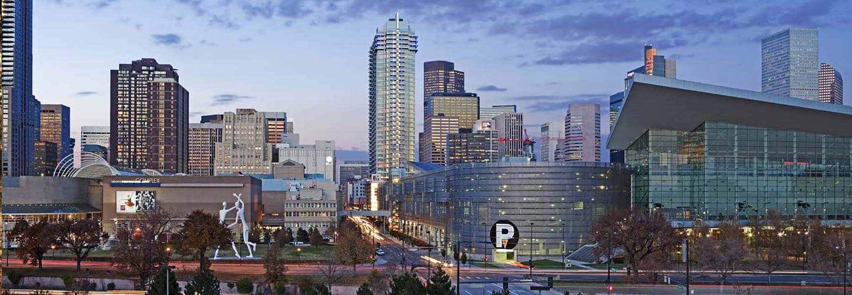 Denver City Skyline Convention Center With Spire